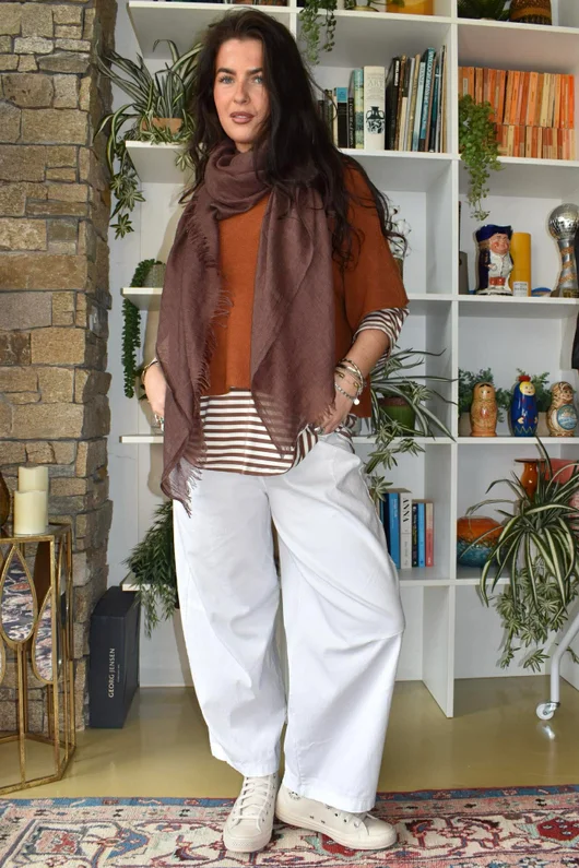  Perfect Breton V Long Sleeve Top Choc Chip /20